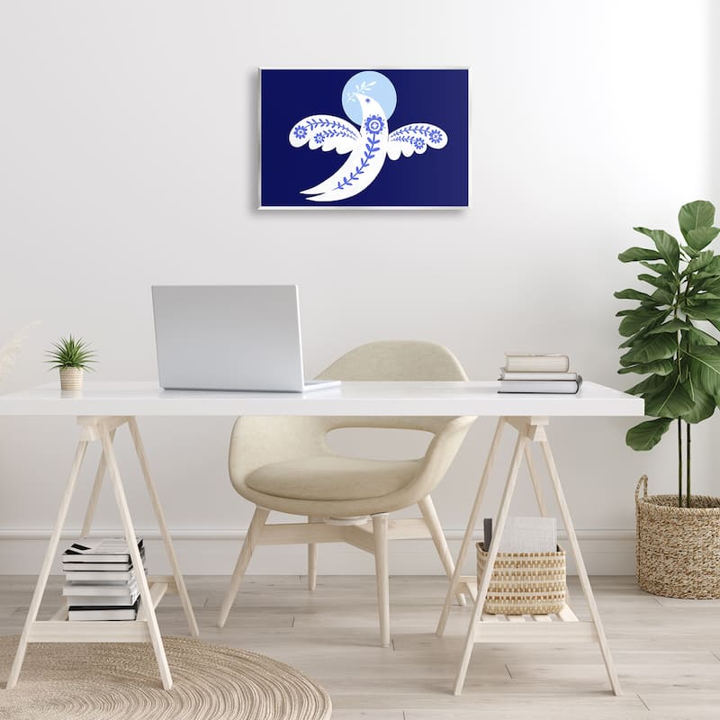 Stupell Peace Dove with Folk Florals Wall Plaque Art Design By Hannah Moren