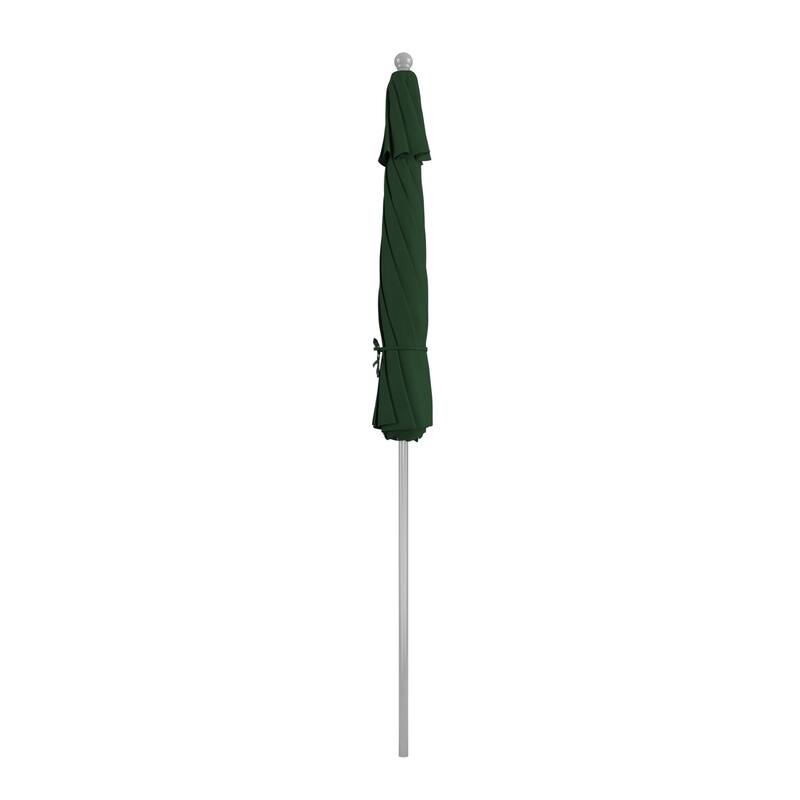 California Umbrella 9' Rd. Aluminum Frame, Fiberglass Rib Patio Umbrella, Push Open,Anodized Silver Finish, Sunbrella Fabric