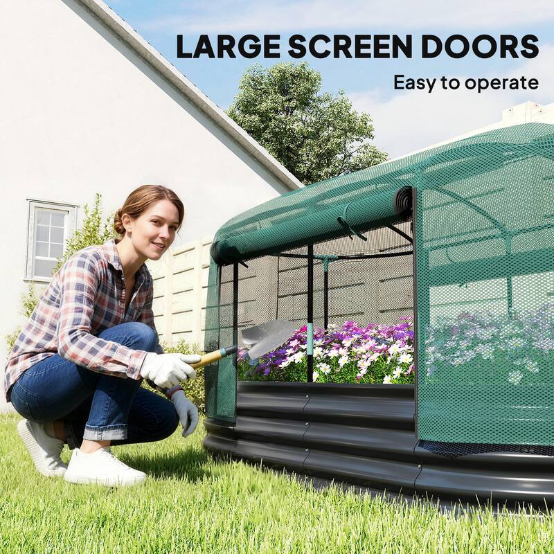 Outsunny 6 x 3 x 3 ft Galvanized Raised Garden Bed Kit, Oval Metal Outdoor Planter Garden Boxes