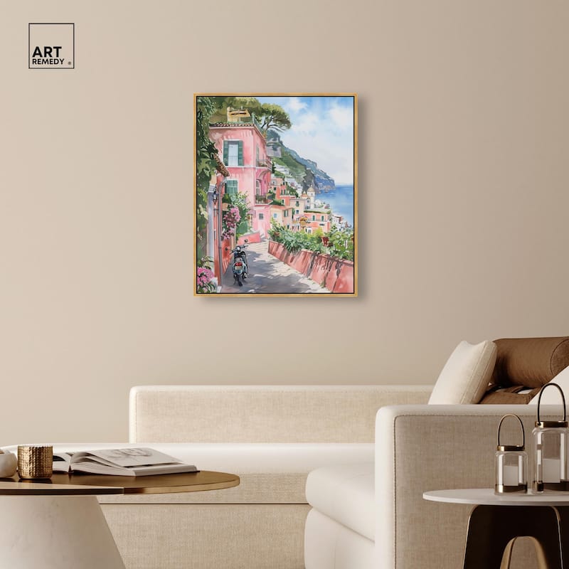 Lush Coastal Villa Canvas by Art Remedy