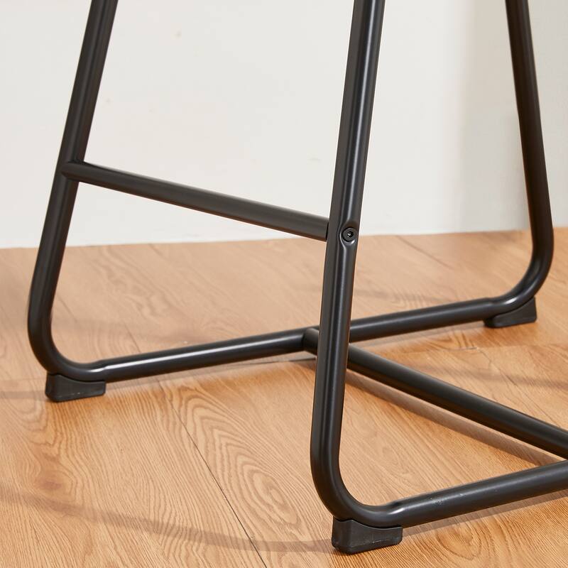 Glitzhome Set of 2 Modern Faux Leather Soft Springy Metal Legs Counter or Bar Stools