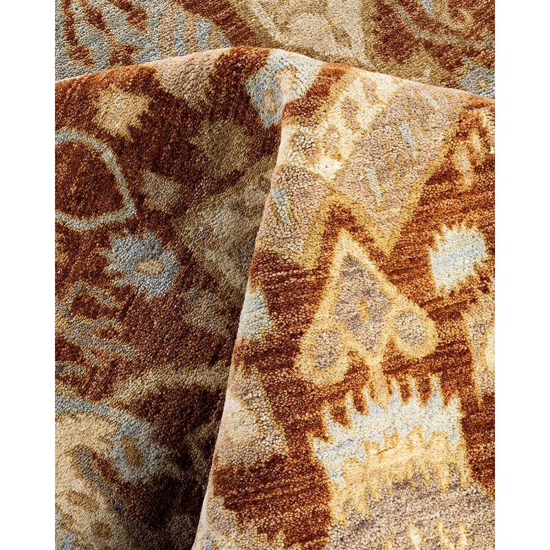 Ikat One-of-a-Kind Hand-Knotted Area Rug, Orange - 9' 0" x 12' 4"