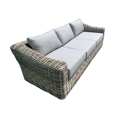 Hawaii Outdoor Patio Furniture Sofa Seating Durable Rattan Wicker Frame with Light Grey Olefin Cushions