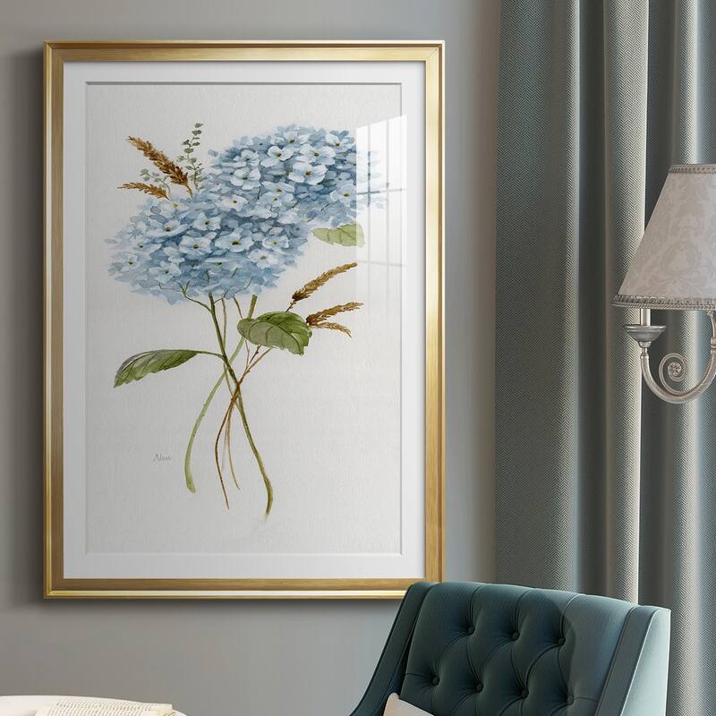 Petite Blue Hydrangea I Premium Framed Print - Ready to Hang
