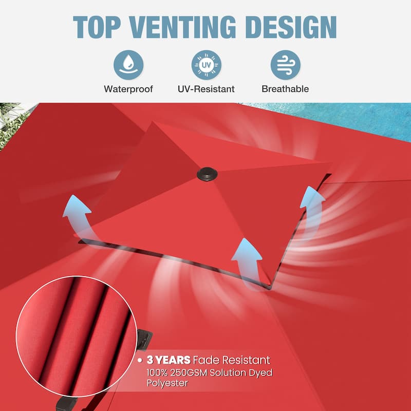 VredHom Dual Top Wind Vent 11x11Ft Offset Cantilever Patio Umbrella