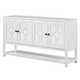 preview thumbnail 10 of 18, Antique White Sideboard Storage Cabinet with Mirrored Doors & Open Storage Shelf, Console Table Display Case for Living Room