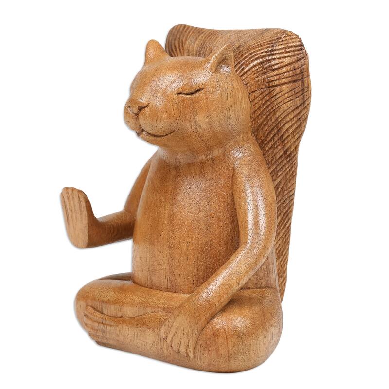 Novica Handmade Blessing Squirrel Wood Sculpture
