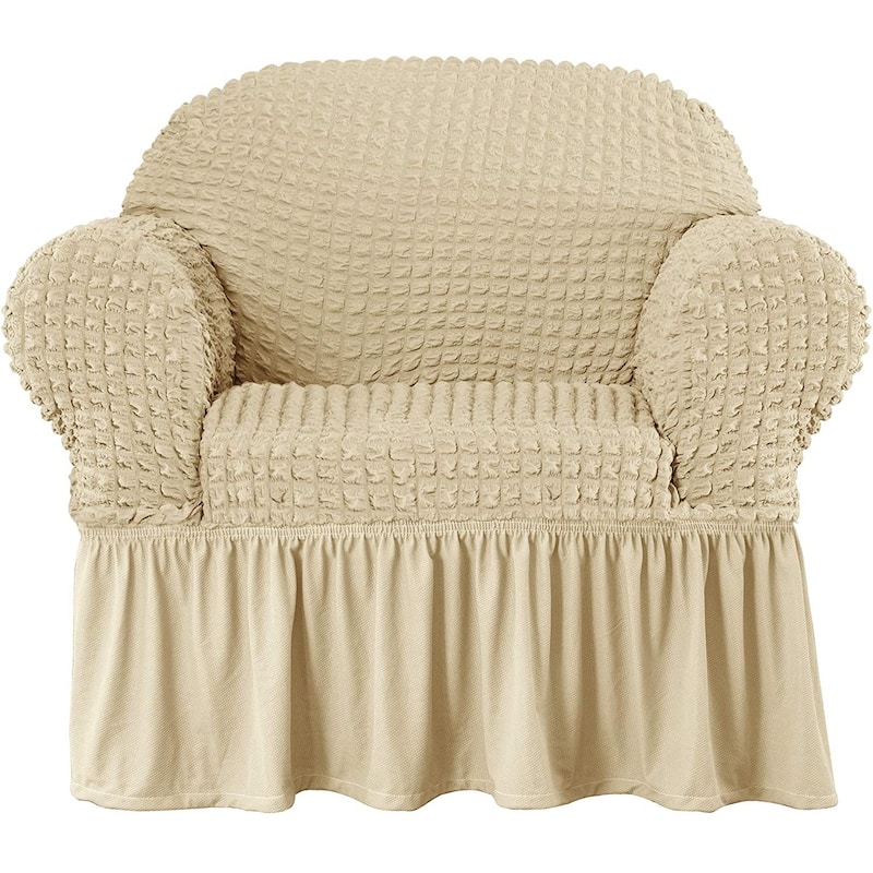 Subrtex 1 Piece Armchair Slipcover Seersucker Skirt Stretch Spandex Furniture Protector