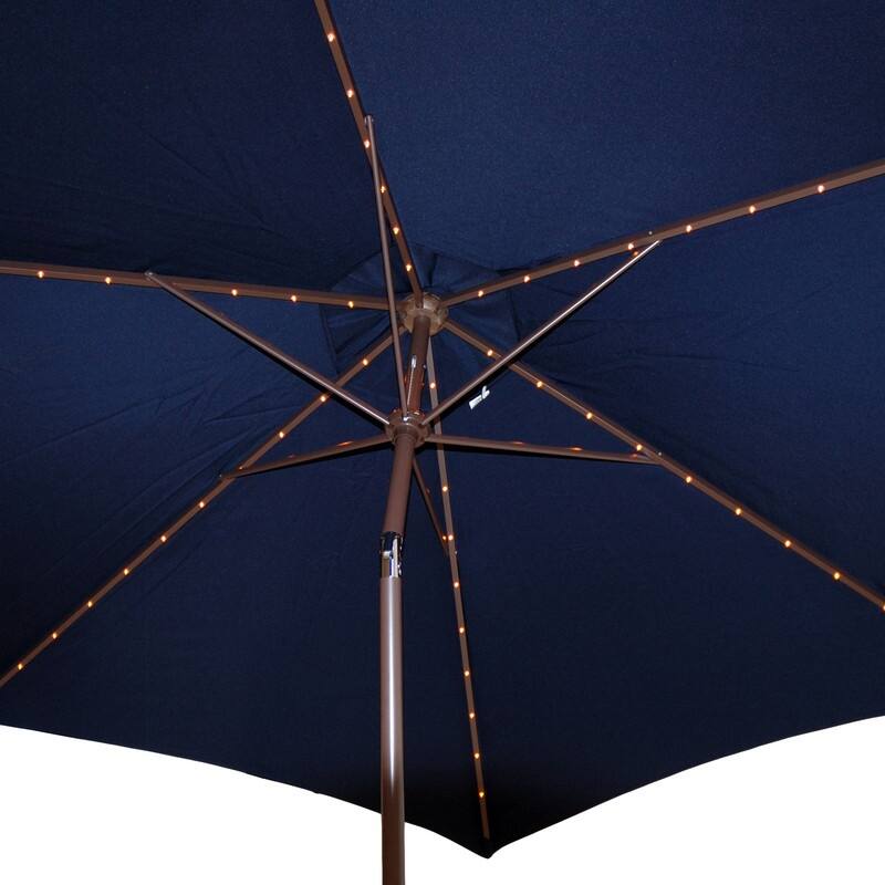 Tropishade 9ft Alum Bronze, Lighted Umbrella with Navy Polyester cover