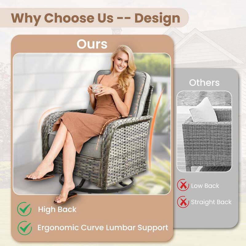 XIZZI 7-Piece Patio Wicker Furniture Conversation Swivel Chairs Set