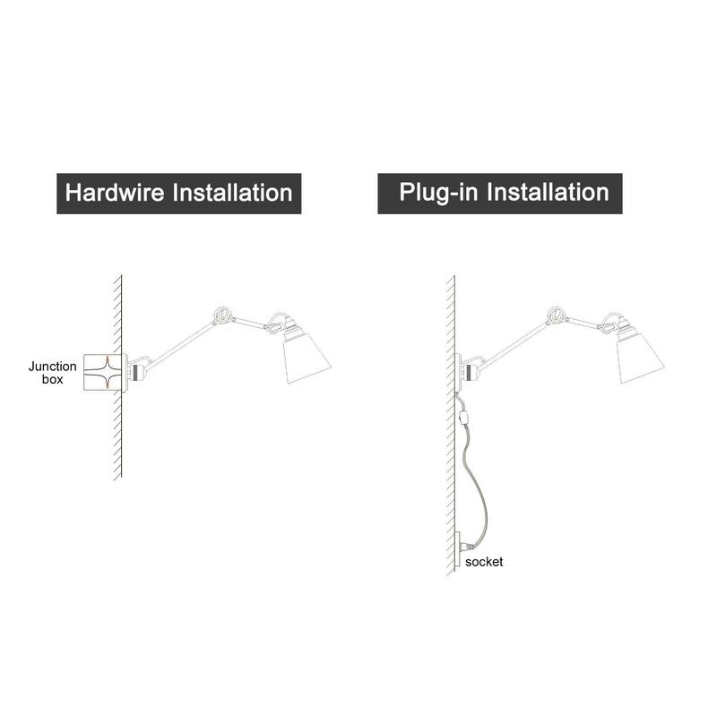 Set of 2 Modern Plug-in Swing Arm Lights Gold Angle Adjustable Wall Sconces - L28" x W6" x H8"