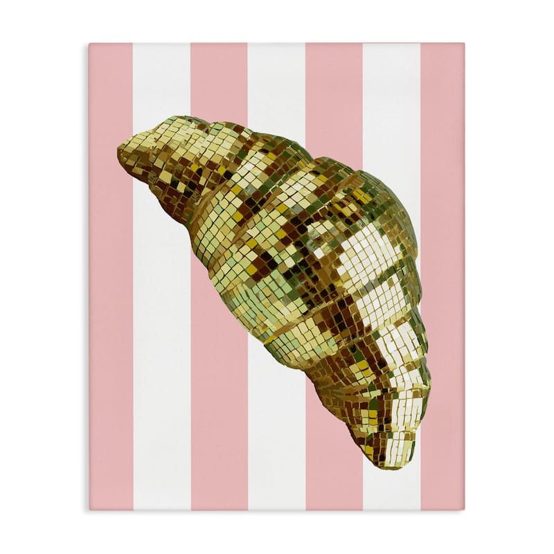 Stupell Disco Croissant & Pink Stripes Canvas Wall Art Design By Lil' Rue - 16 x 20