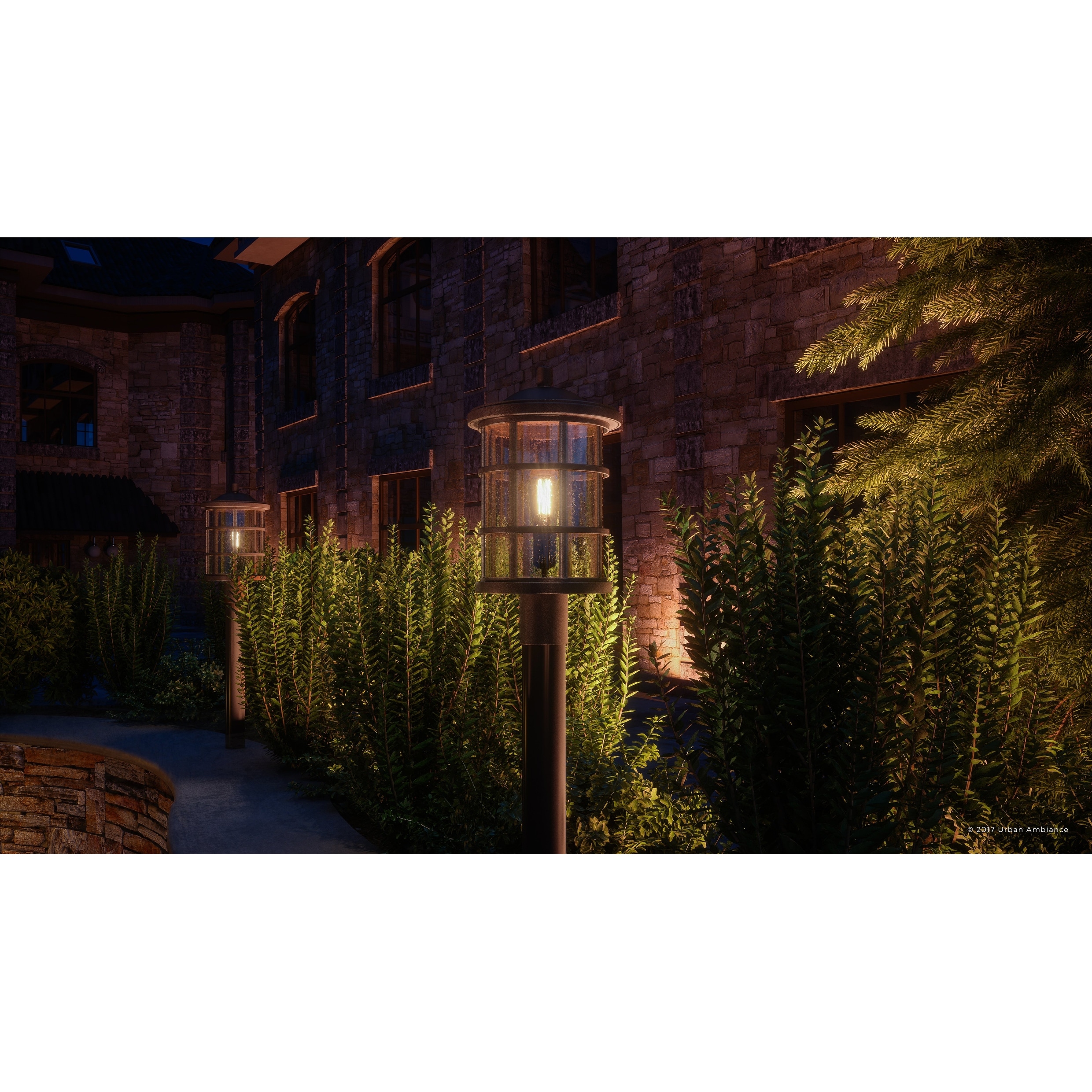 Luxury Craftsman Wrought Iron Bronze Outdoor Post Light - 17.25