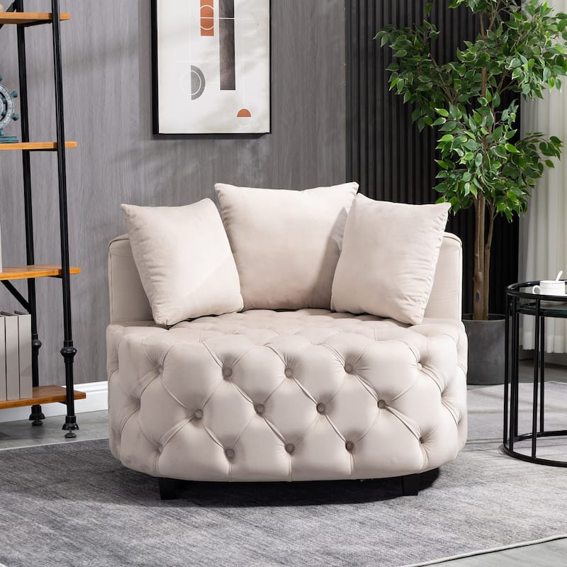 Accent Chair / Classical Barrel Chair for living room / Modern Leisure Chair - khaki