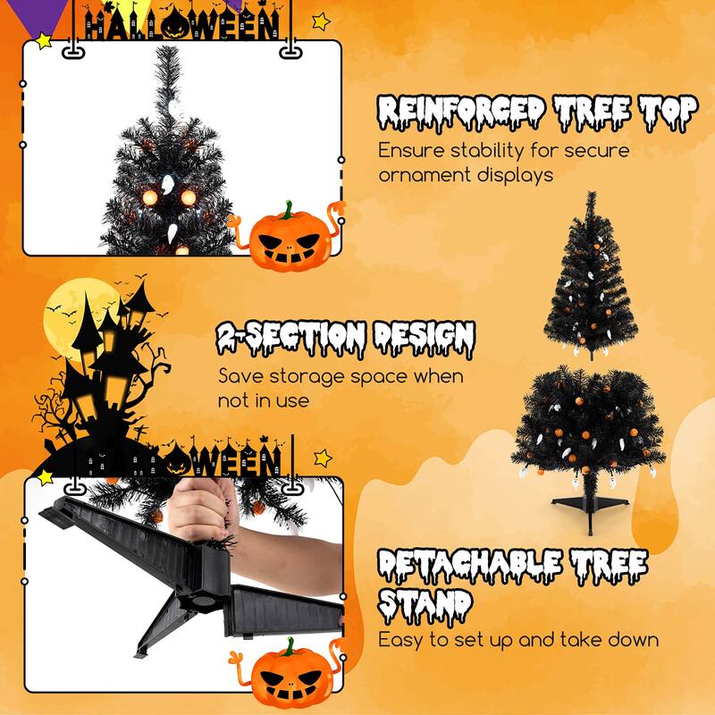 Gymax 4.5 FT Pre-Lit Artificial Halloween Christmas Tree w/ 6 Lighting