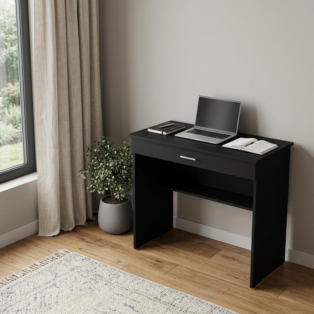 HomeRoots 32" Black Wood Writing Desk