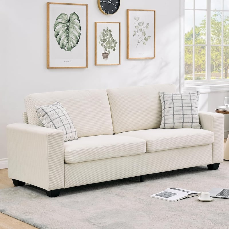 83 Inch Modern 3 Seater Sofa with Deep Seats, Comfortable Cloud Couch for Living Room - Beige