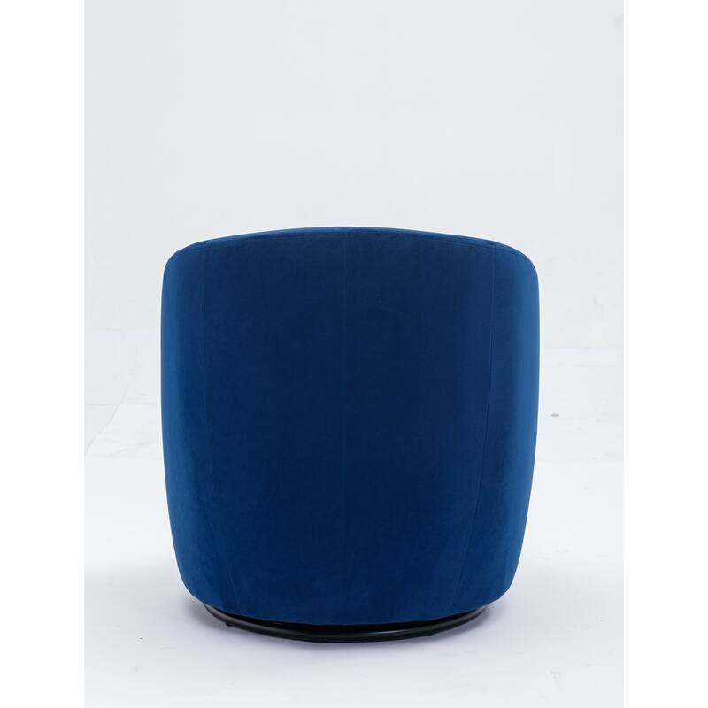 Velvet Fabric Swivel Barrel Chair with Black Powder Coating Metal Ring