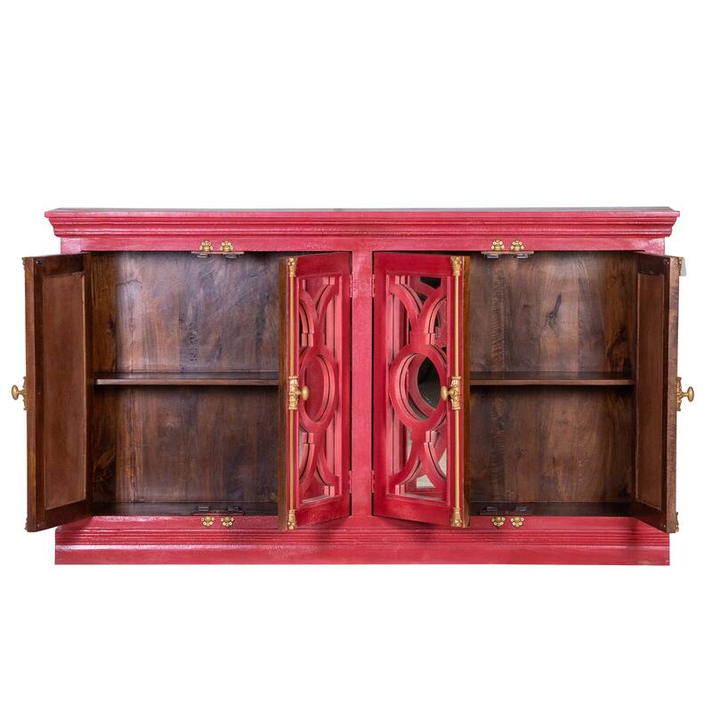 Maadze 71" 4-Glass Door Kitchen Accent Buffet Sideboard Cabinet
