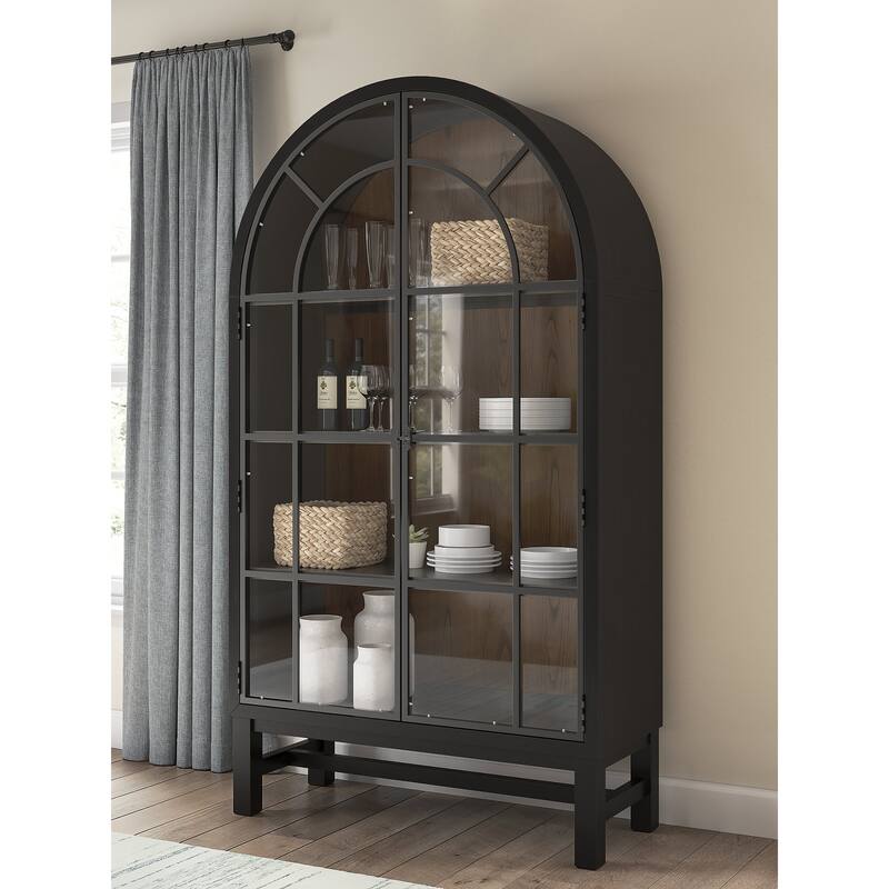 Signature Design by Ashley Chadworth Display Cabinet - 44.63" W x 18" D x 80.25" H - Black/Brown