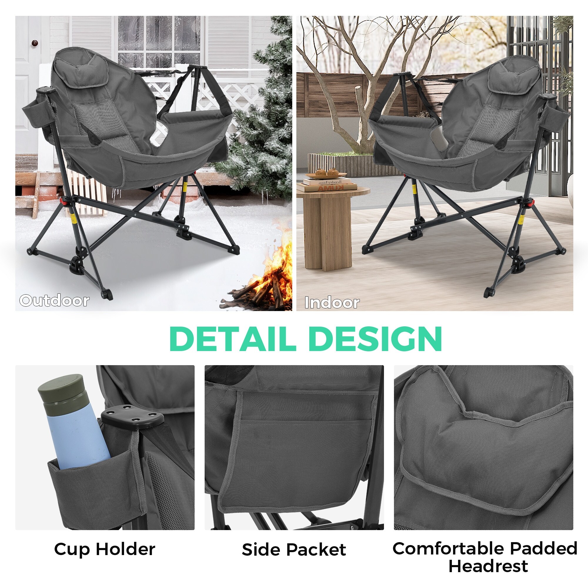 Hammock Camping Chair, Foldable Portable Rocking Chairs for Adults