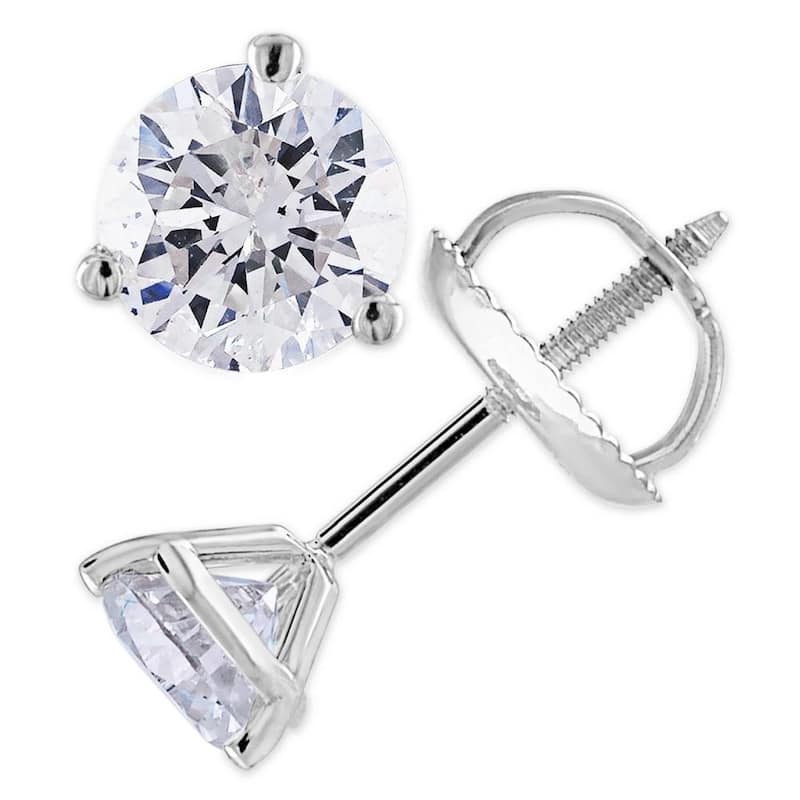 2 ct Round Solitaire Diamond Martini Studs White Gold With Screw Backs