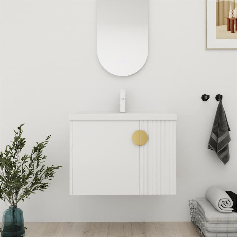 Bathroom Vanity With Sink In 24/28 Inch, Floating Bathroom Vanity With Soft Close Door