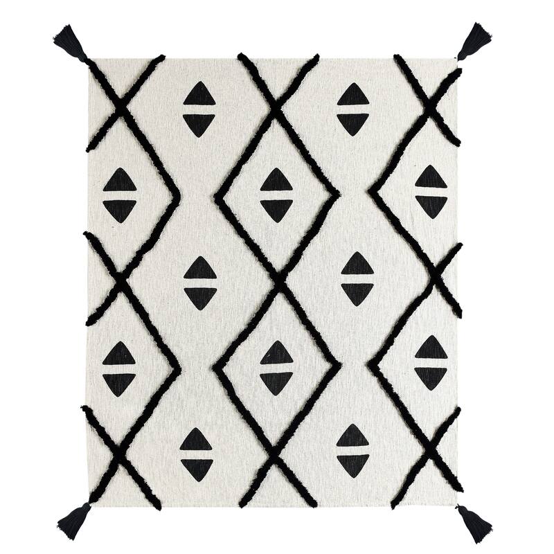 Sevita Modern Boho Tufted Diamond Cotton Standard Size Throw Blanket