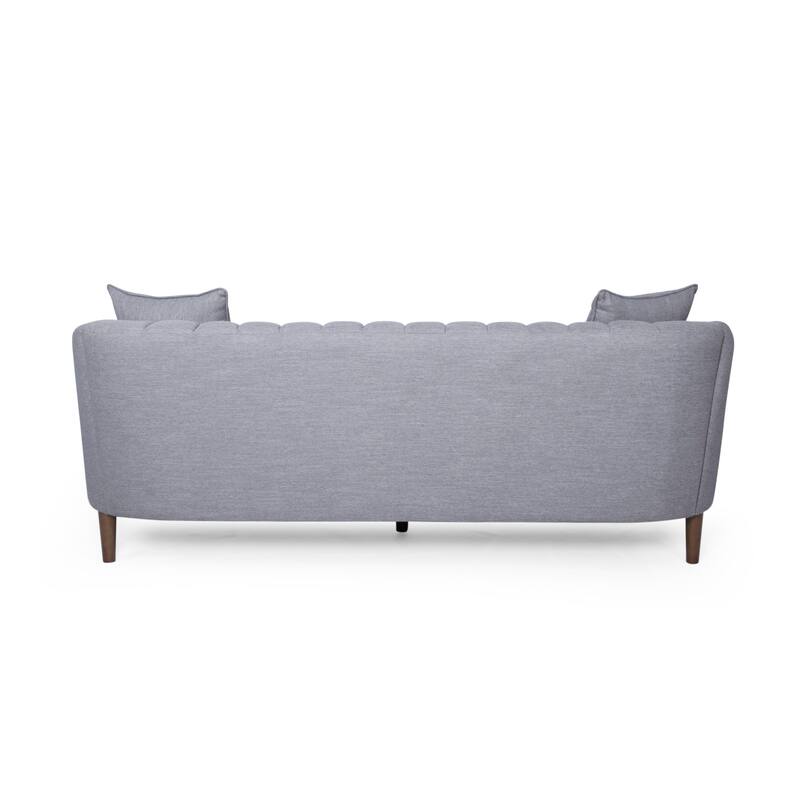 Contemporary Deep Seat Sofa with 2 Accent Pillows & Sloped Arms
