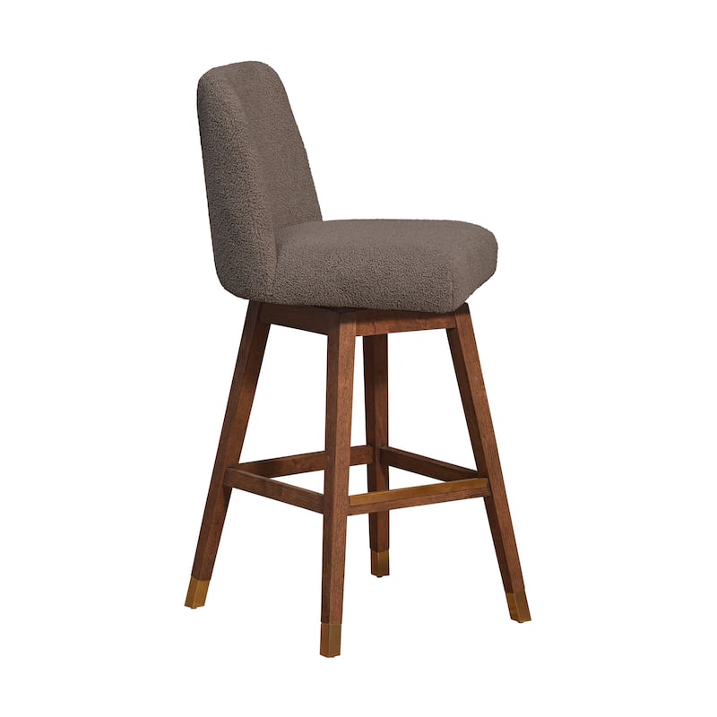 Amalie Upholstered Bar Stool, Swivel Counter Height Stool with Solid Wood Frame