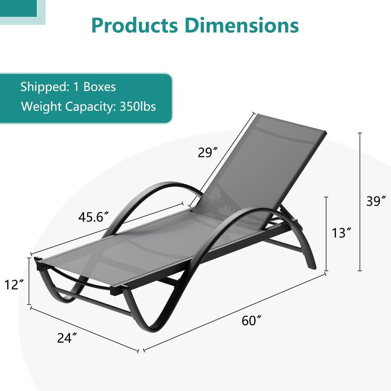 Futzca 2 Set Outdoor Lounge Chair, Pool Chaise Lounge - N/A