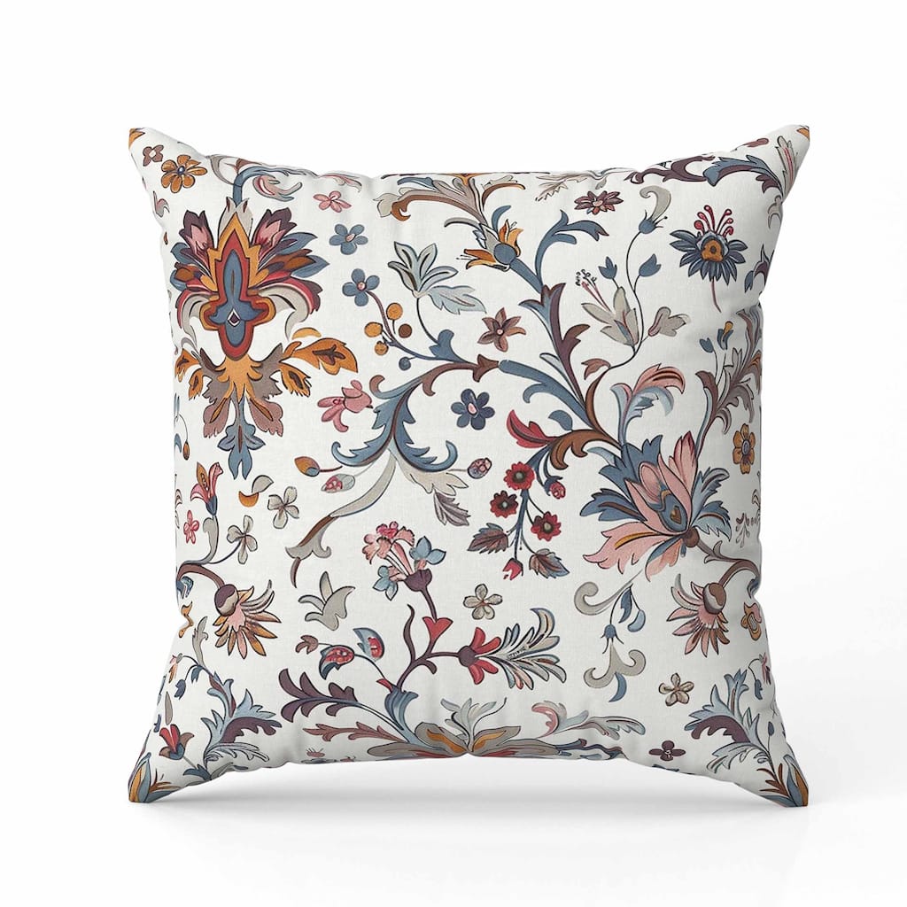 Floral Naqash Indoor/Outdoor Reversible Throw Pillow Blue and Pink
