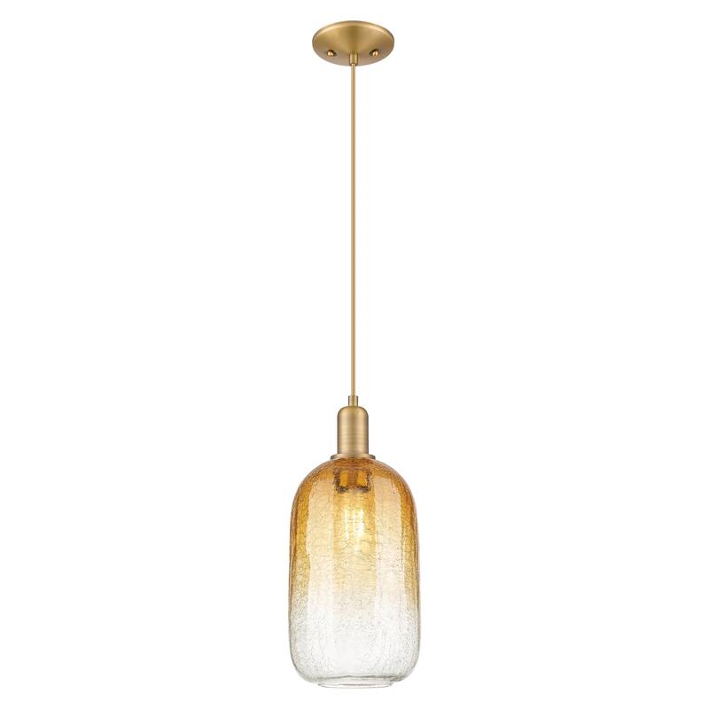Innovations Lighting Downtown Urban - Brookhaven Cloche - 1 Light 7" Cord Hung Mini Pendant - Brushed Brass/Amber Shade