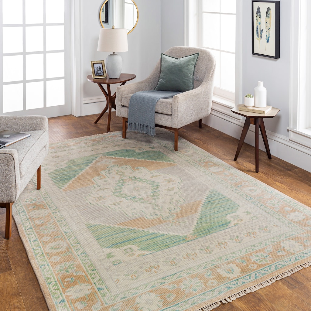 Juhi Handmade Vintage Medallion Wool & Viscose Area Rug