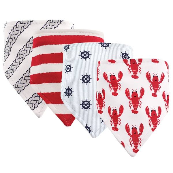 slide 1 of 1, Hudson Baby Infant Boy Cotton Bandana Bibs 4pk, Cray, One Size - Cray - One Size