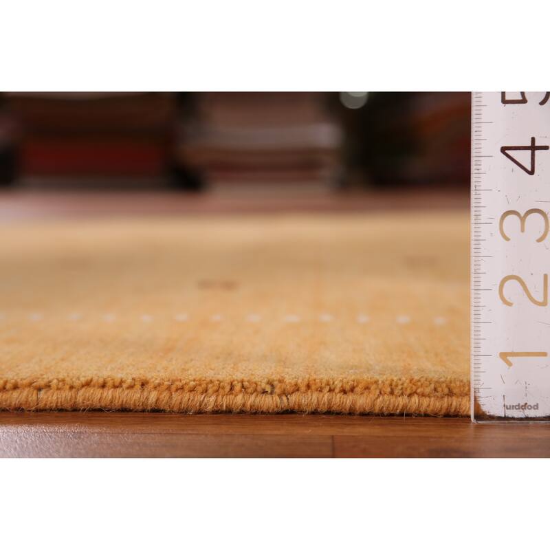 Hand Knotted Oriental 100% Wool Carpet Tribal Tribal Yellow & Gold Gabbeh Area Rug - 6' 3'' X 4' 7''