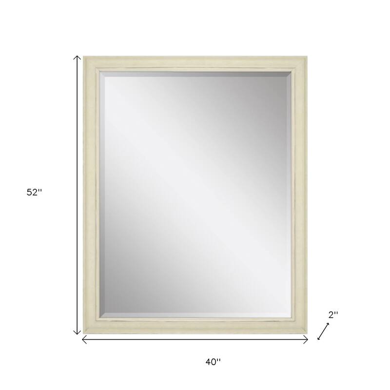 HomeRoots 52" Ivory Distressed Wood Framed Accent Mirror - 40.00 in. x 52.00 in. x 2.00 in.