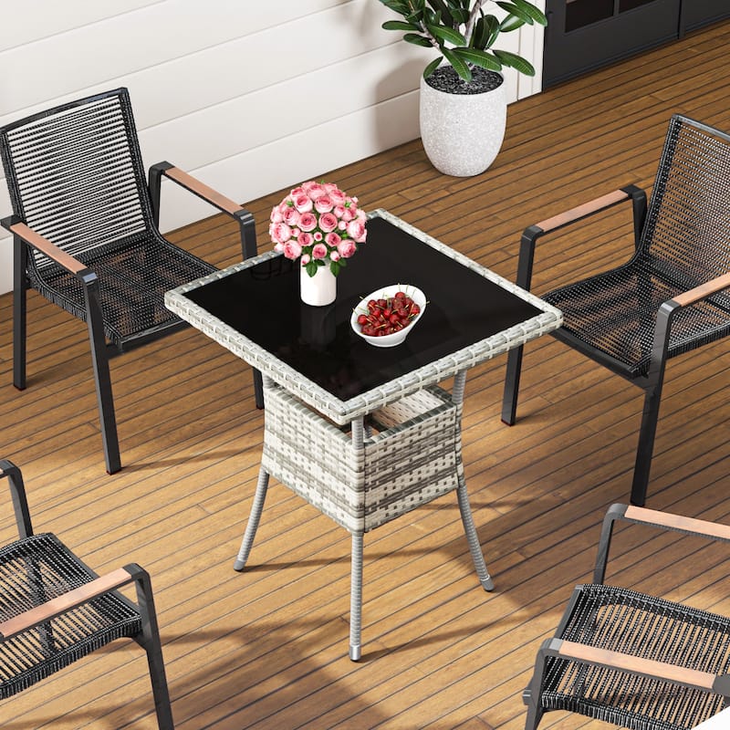 Outdoor Patio Wicker Table - 31.5" L x 31.5" W x 28.7" H