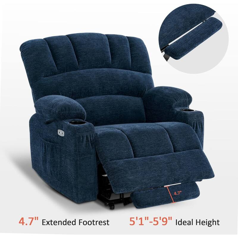 MCombo Recliner Chair Sofa with Massage and Heat, Fabric R7096 (Medium-Wide)