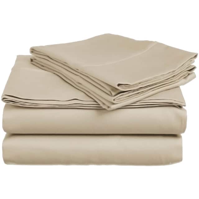 Superior Egyptian Cotton Solid Sheet or Pillow Case Set - Queen - Tan