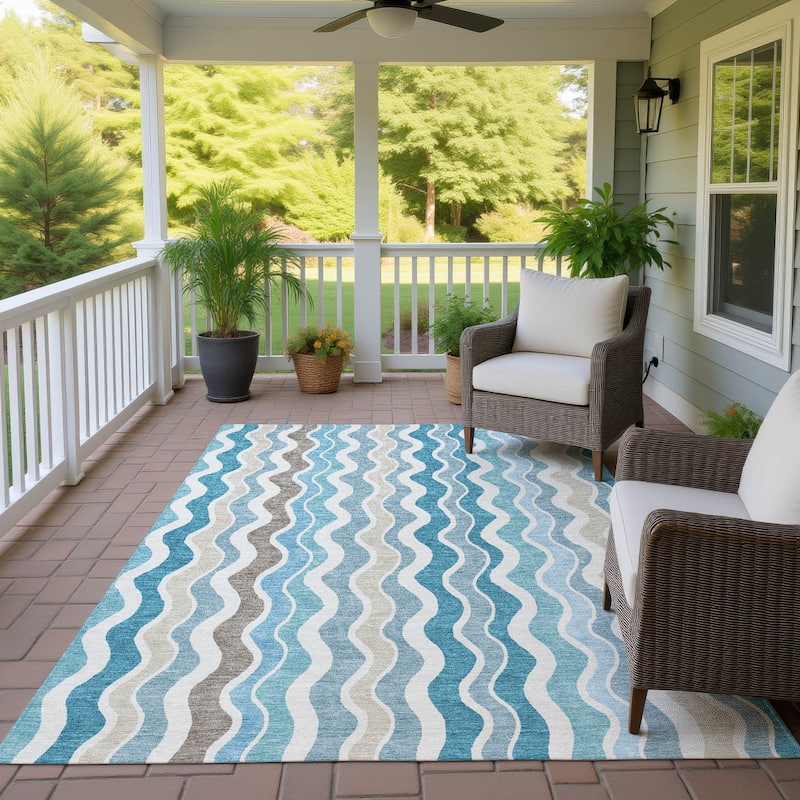 Machine Washable Indoor/ Outdoor Funky Stripe Chantille Rug