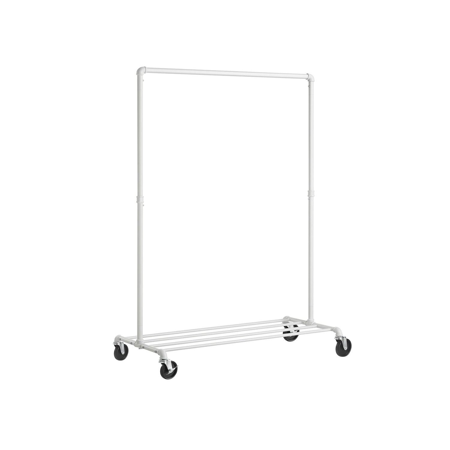 White clothes rail shop on wheels
