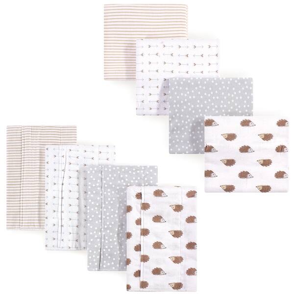 slide 1 of 1, Hudson Baby Unisex Baby Cotton Flannel Burp Cloths and Receiving Blankets, 8-Piece, Hedgehog, One Size - Hedgehog - One Size One Size - Hedgehog