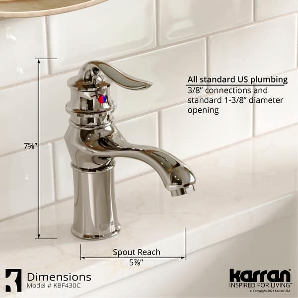 Karran Dartford Single Hole Single Handle Basin Bathroom Faucet with Matching Pop-up Drain