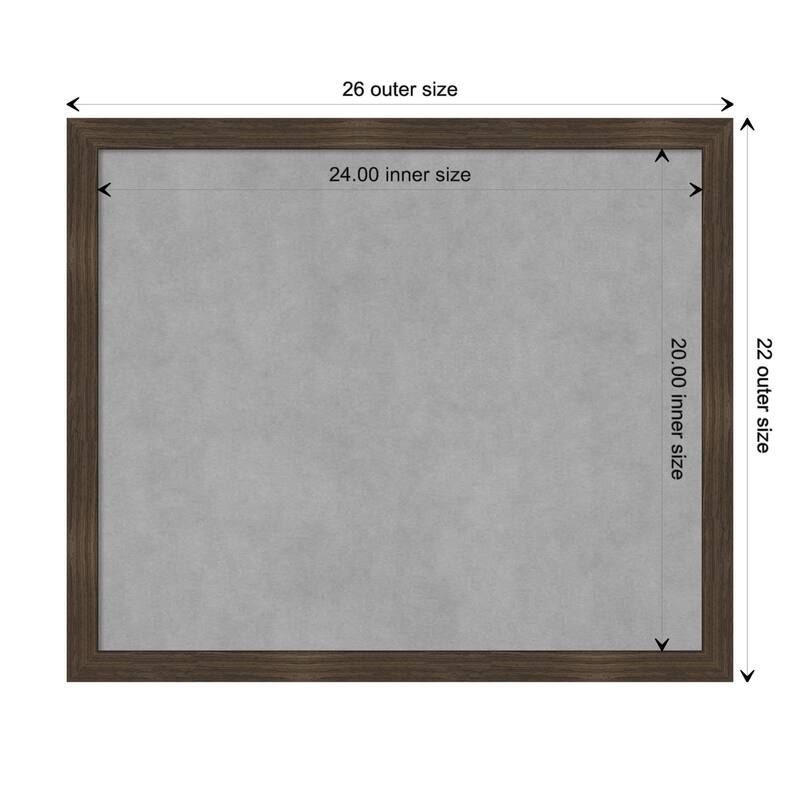 Amanti Art Woodgrain Stripe Chocolate Framed Magnetic Board - Board Size 24x20