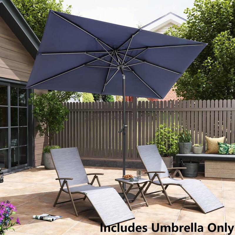 Pellebant Outdoor 9 x 5 FT Patio Market Umbrella Rectangular - NavyBlue-NoBase