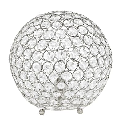 Elipse Medium 10" Metal Crystal Round Sphere Table Lamp