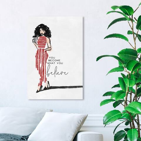 Wynwood Studio 'Start with Motivation' Fashion and Glam Wall Art Canvas Print Outfits - White, Red