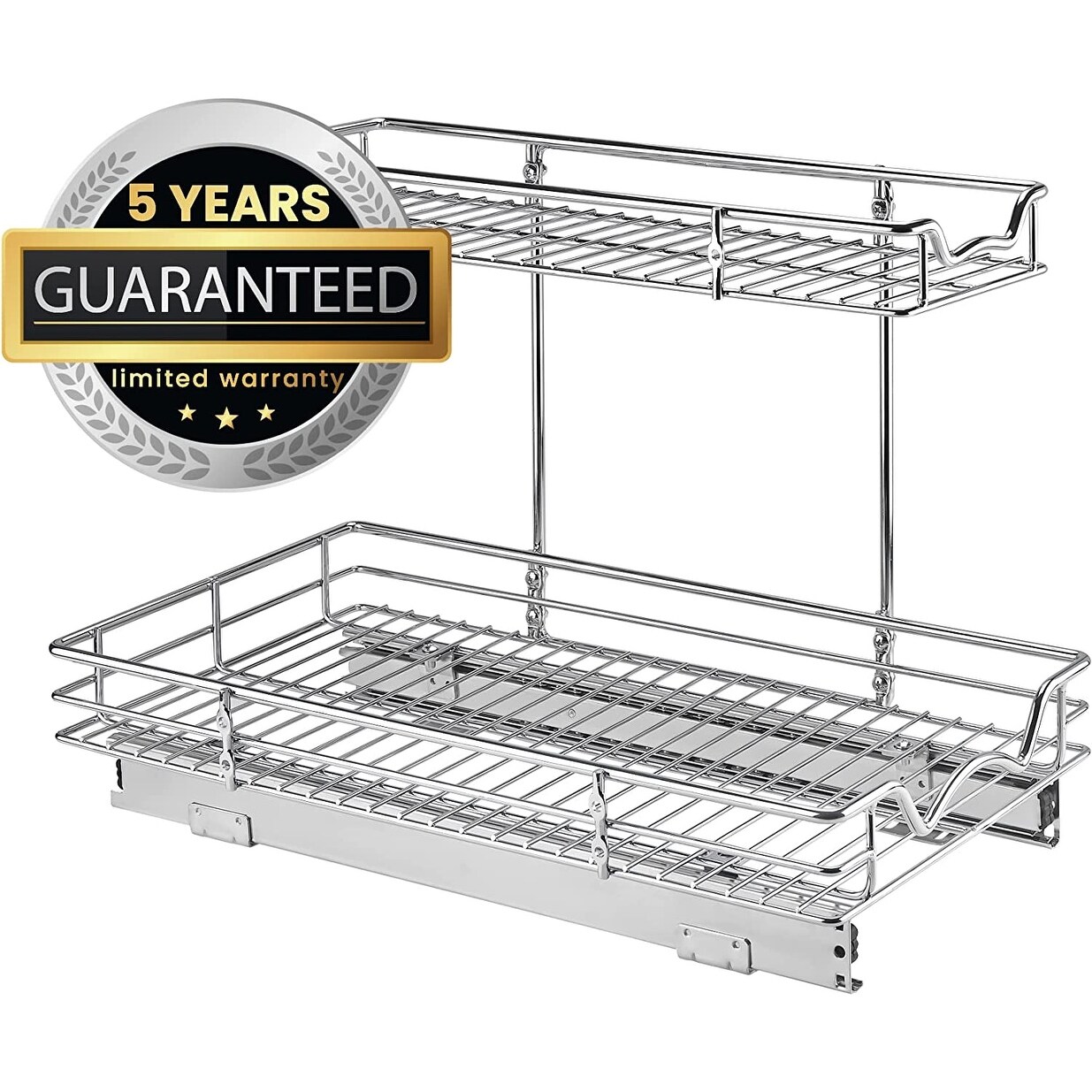 Slide Out Cabinet Organizer - 11W X18D X14-1/2H, Two Tier Roll