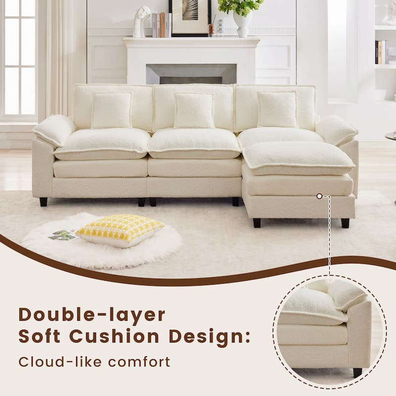 Modular Chenille Sectional Sofa with Ottomans, Deep Seat, Wide Padded Armrests, 2-Seat / 3-Seat / 4-Seat Options